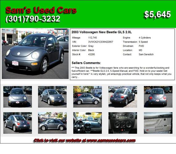 2003 Volkswagen New Beetle GLS 2.0L - Used Car Sales 21740