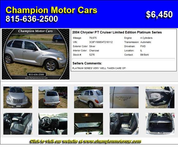 2004 Chrysler PT Cruiser Limited Edition Platinum Series - You will be Satisfied