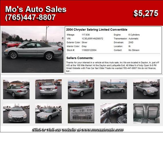 2004 Chrysler Sebring Limited Convertible - You will be Satisfied