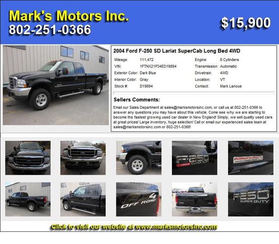 2004 Ford F-250 SD Lariat SuperCab Long Bed 4WD - Take me Home Today