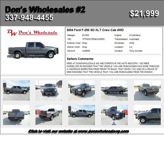 2004 Ford F-250 SD XLT Crew Cab 4WD - Hurry Wont Last Long