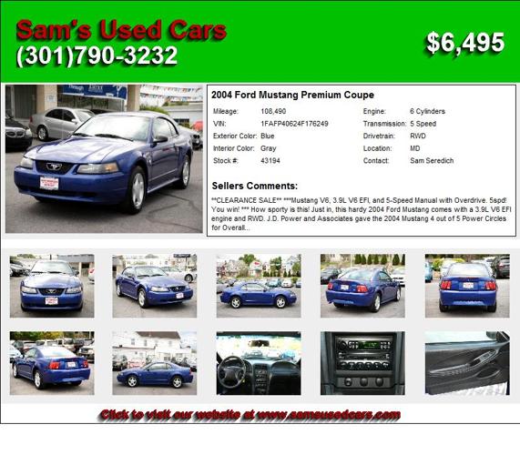 2004 Ford Mustang Premium Coupe - Affordable Used Cars