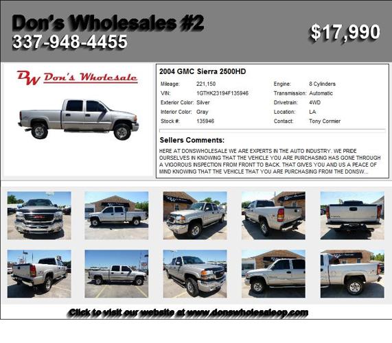 2004 GMC Sierra 2500HD - Manager's Special