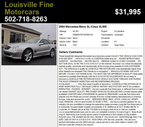 2004 Mercedes-Benz SL-Class SL500 - Must Liquidate