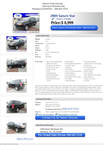2004 saturn vue finance available w20549b 5 speed manual