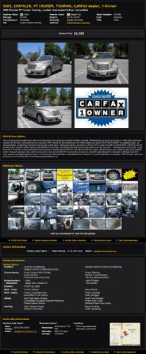 2005 Chrysler Pt Cruiser Touring Carfax Dealer 1-Owner
