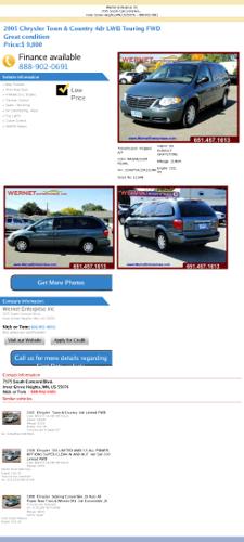 2005 chrysler town & country 4dr lwb touring fwd finance available 121449 dk khaki/lt graystone