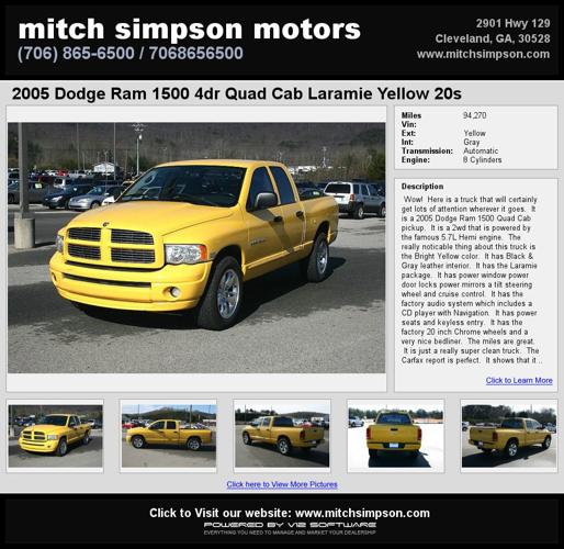 2005 Dodge Ram 1500 4dr Quad Cab Laramie Yellow 20s