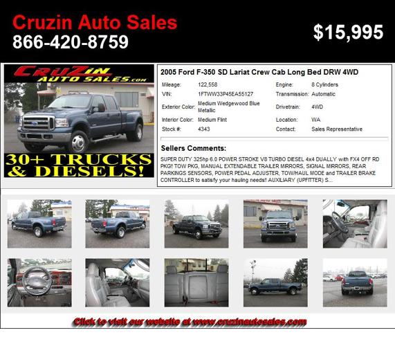 2005 Ford F-350 SD Lariat Crew Cab Long Bed DRW 4WD - Ready for a new Home