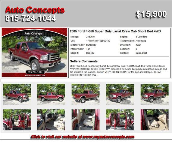 2005 Ford F-350 Super Duty Lariat Crew Cab Short Bed 4WD - Diesel Trucks