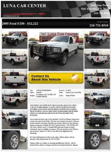 ??2005 Ford F250 8-Cylinder Oxford White