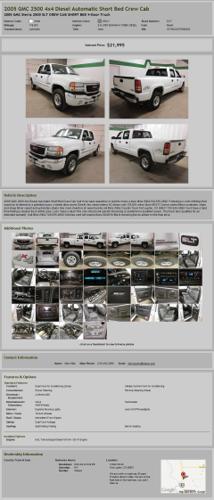 2005 Gmc 2500 4X4 Diesel Automatic Short Bed Crew Cab