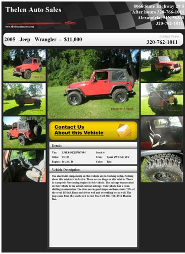 2005 Jeep Wrangler 4x4 Soft Top (Red)Lift kit