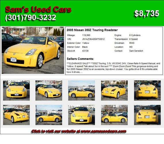2005 Nissan 350Z Touring Roadster - Dependable Cars For Sale