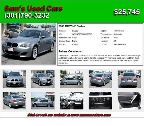 2006 BMW M5 Sedan - Call For More Information
