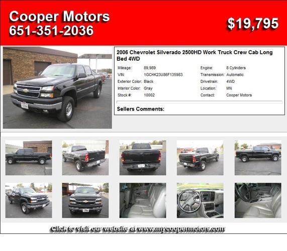 2006 Chevrolet Silverado 2500HD Work Truck Crew Cab Long Bed 4WD - Wont Last at this Price