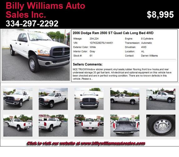 2006 Dodge Ram 2500 ST Quad Cab Long Bed 4WD - Priced to Sell