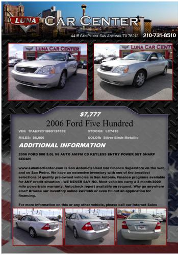 ??2006 Ford Five Hundred Silver Birch Metallic 6-Cylinder??