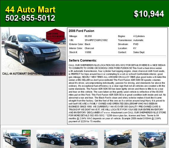 2006 Ford Fusion - Needs New Owner