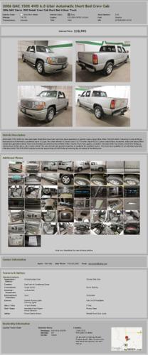 2006 Gmc 1500 4WD 6.0 Liter Automatic Short Bed Crew Cab