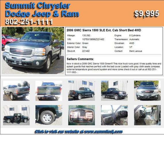2006 GMC Sierra 1500 SLE Ext. Cab Short Bed 4WD - Hurry In Today