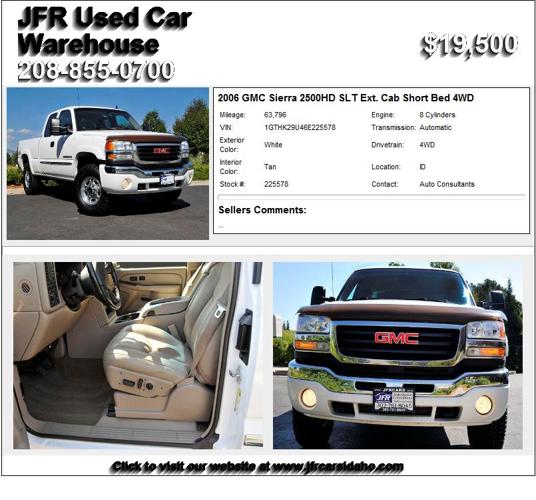 2006 GMC Sierra 2500HD SLT Ext. Cab Short Bed 4WD - Call to Schedule your Test Drive