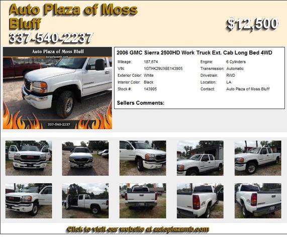 2006 GMC Sierra 2500HD Work Truck Ext. Cab Long Bed 4WD - Used Cars Great Prices