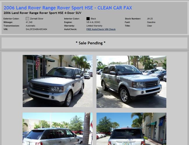 2006 Land Rover Range Rover Sport Hse - Clean Car Fax