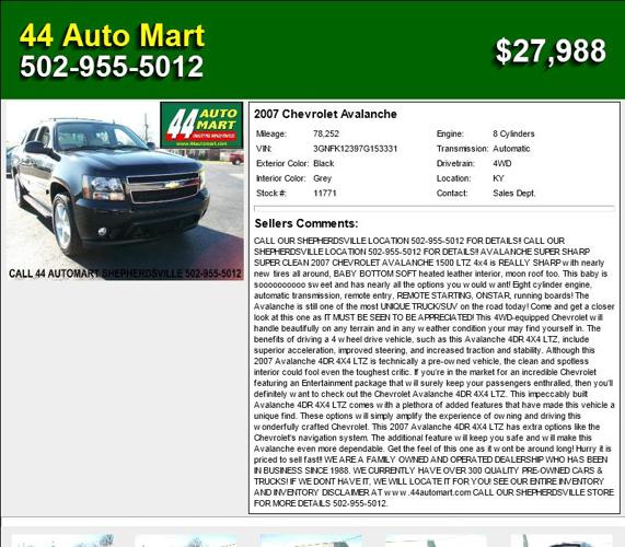 2007 Chevrolet Avalanche - New Owner Needed