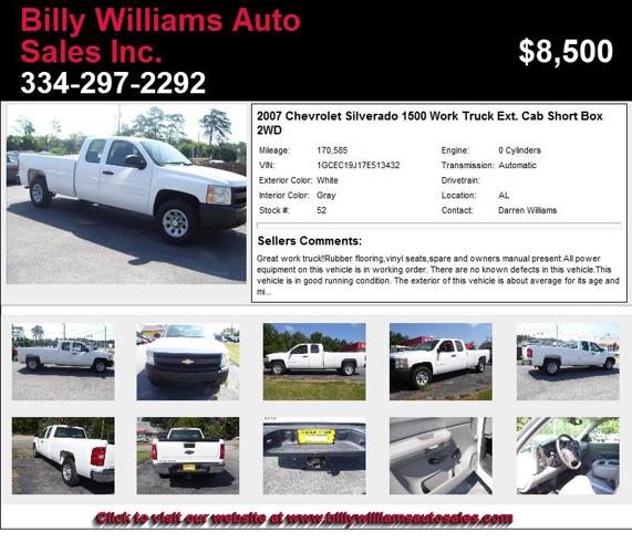 2007 Chevrolet Silverado 1500 Work Truck Ext. Cab Short Box 2WD - One of a Kind