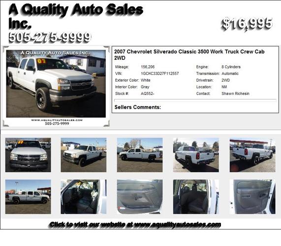 2007 Chevrolet Silverado Classic 3500 Work Truck Crew Cab 2WD - Stop Shopping and Buy Me