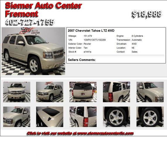 2007 Chevrolet Tahoe LTZ 4WD - Give us a Call