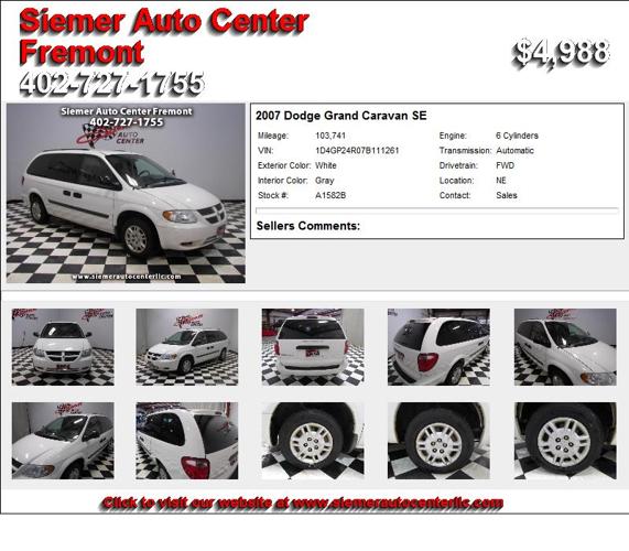 2007 Dodge Grand Caravan SE - Visit our website