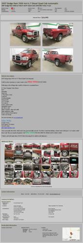 2007 Dodge Ram 3500 4X4 6.7 Diesel Quad Cab Automatic