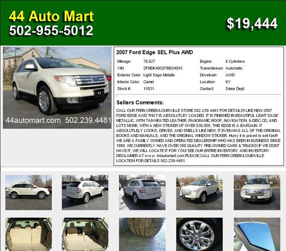 2007 Ford Edge SEL Plus AWD - Priced to Move