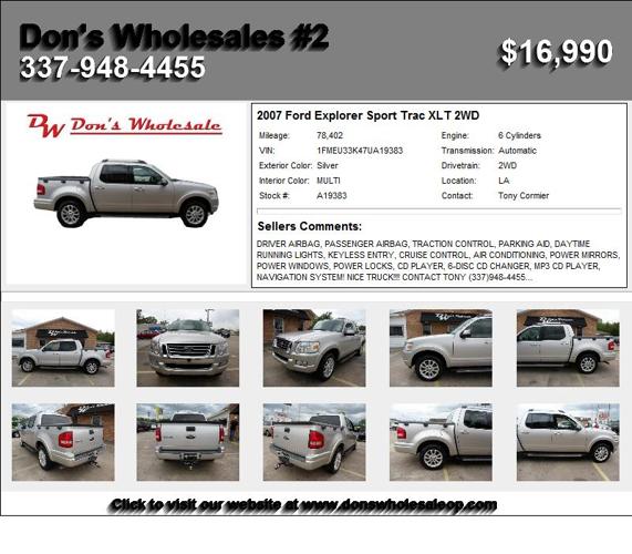2007 Ford Explorer Sport Trac XLT 2WD - This is the one you have been looking for