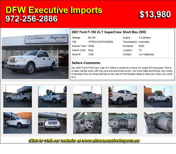 2007 Ford F-150 XLT SuperCrew Short Box 2WD - You will be Amazed