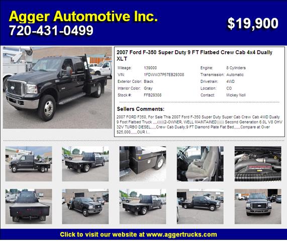 2007 Ford F-350 SD XLT Crew Cab 4WD Dually 9FT Flat Bed 4x4 DIESEL Loaded
