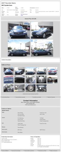 2007 Hyundai Azera 4dr Sdn Limited / Clean Carfax / / Leather Loaded /