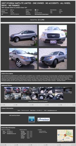 2007 Hyundai Santa Fe Limited - One Owner - No Accidents - All Wheel Drive - We Finance