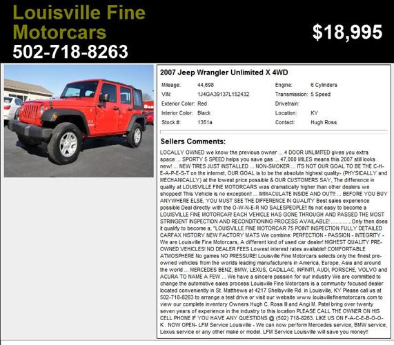 2007 Jeep Wrangler Unlimited X 4WD - Call Now