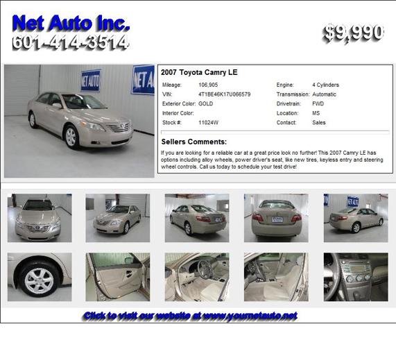 2007 Toyota Camry LE - Cars For Sale