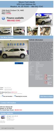 2008 buick enclave cxl awd great condition z20287a 64354