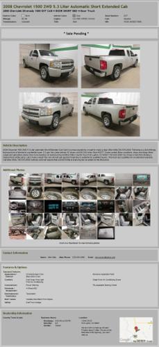 2008 Chevrolet 1500 2Wd 5.3 Liter Automatic Short Extended Cab
