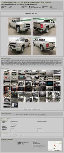 2008 Chevrolet 2500 4X4 V8 Diesel Automatic Short Bed Crew Cab