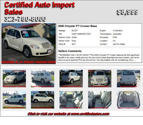 2008 Chrysler PT Cruiser Base - You will be Satisfied