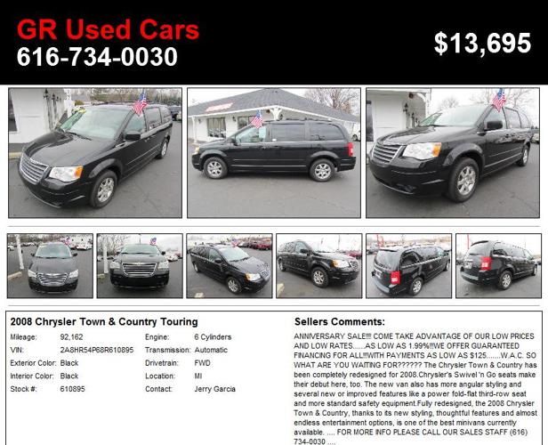2008 Chrysler Town & Country Touring - pmnts as low as 150 W.A.C. call Rob or Jerry