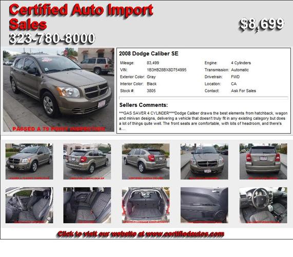 2008 Dodge Caliber SE - Your Search is Over