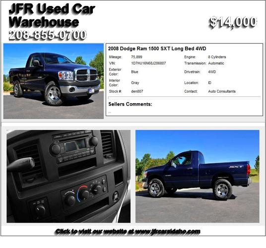 2008 Dodge Ram 1500 SXT Long Bed 4WD - You will be Satisfied