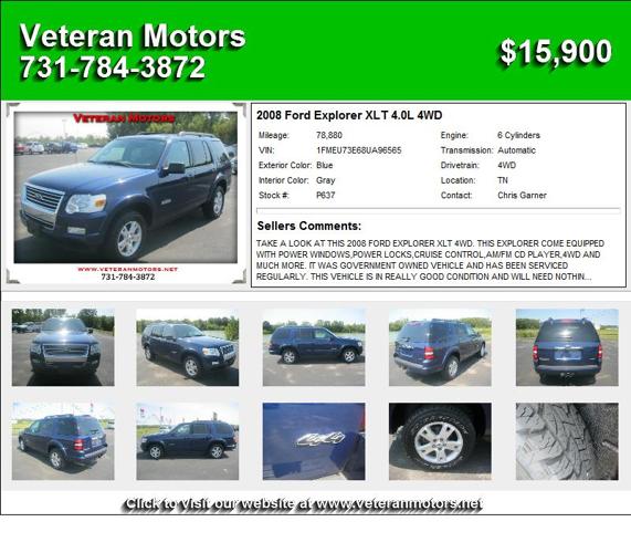 2008 Ford Explorer XLT 4.0L 4WD - Priced to Move